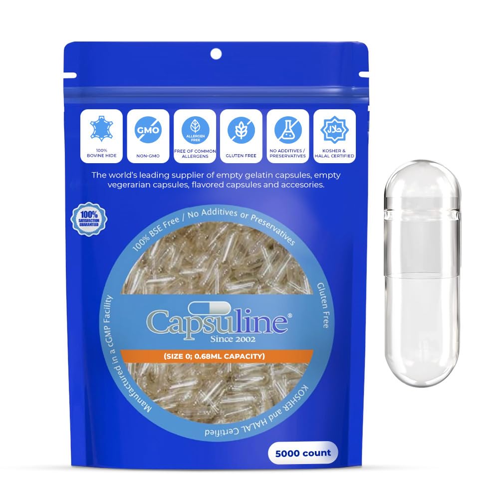 Capsuline Empty Gelatin Capsules Size 0 packaging front view