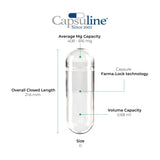 Capsuline Empty Gelatin Capsules Size 0 showing capsule size comparison