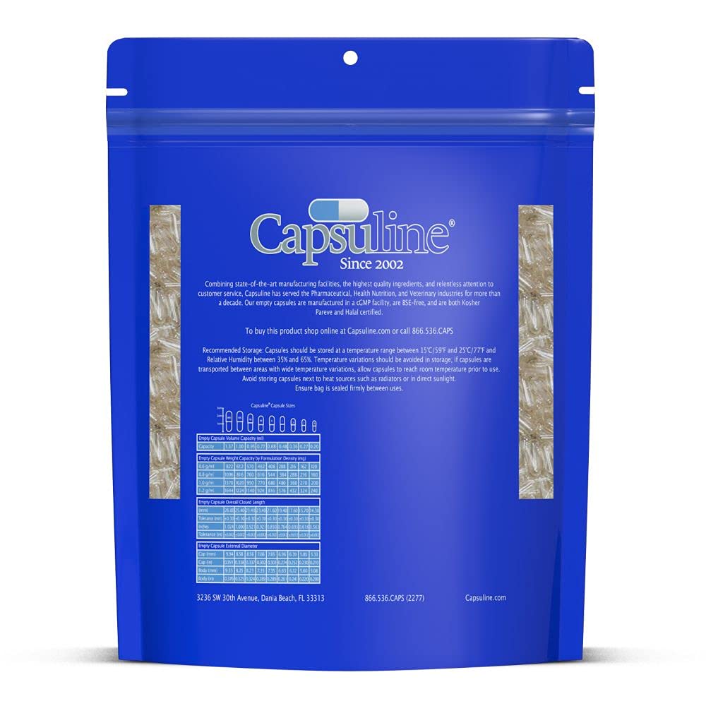 Capsuline Empty Gelatin Capsules Size 00 packaging