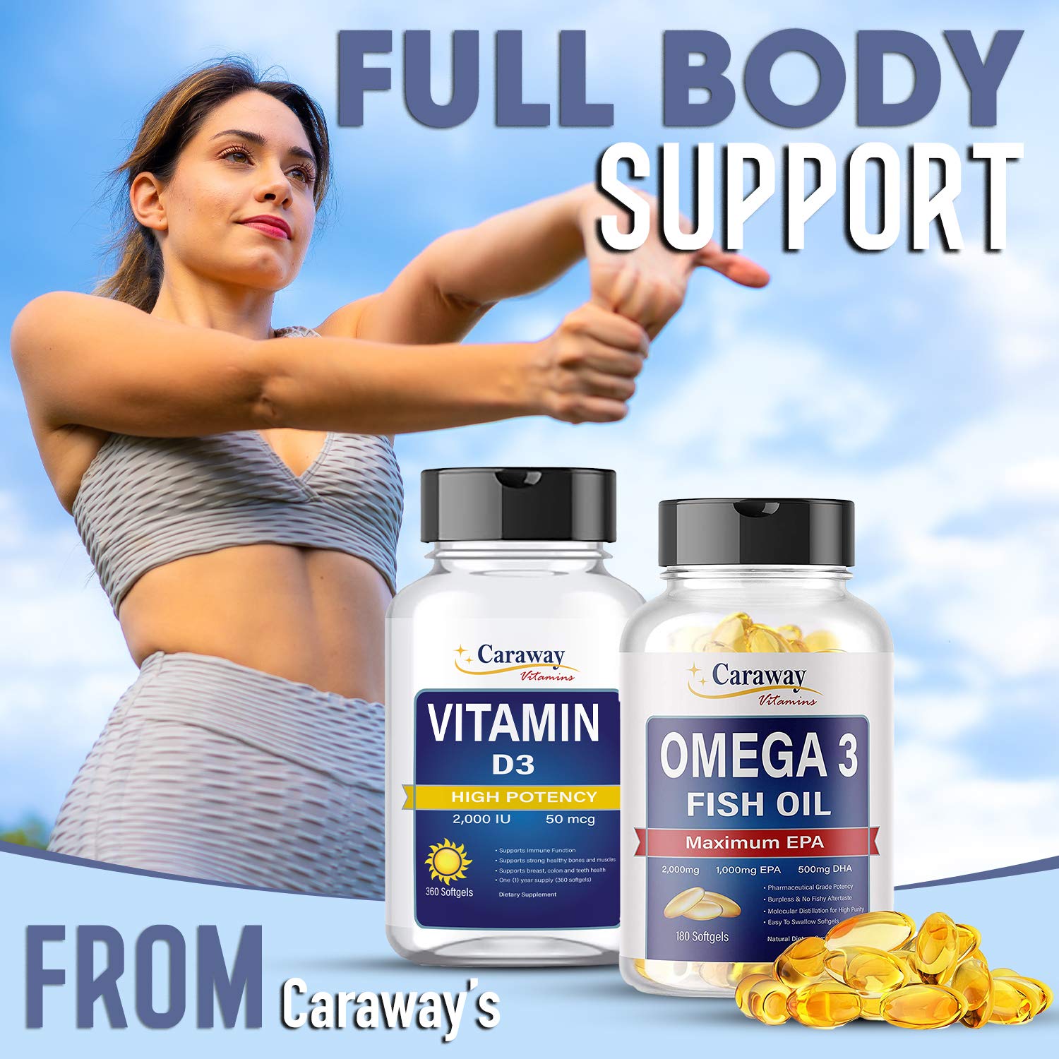 Caraway Vitamins Fish Oil softgels in hand