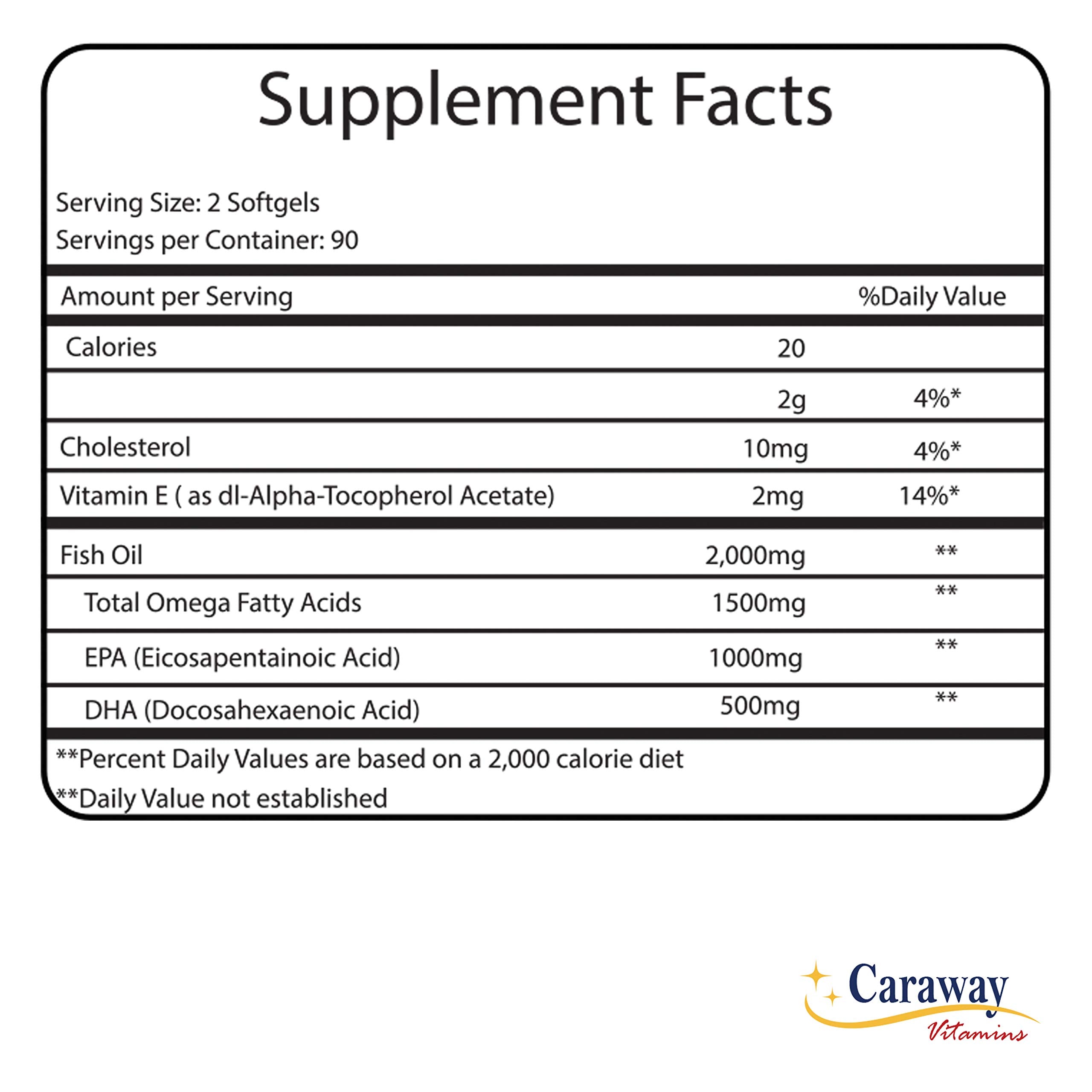 Caraway Vitamins Fish Oil softgels on a table