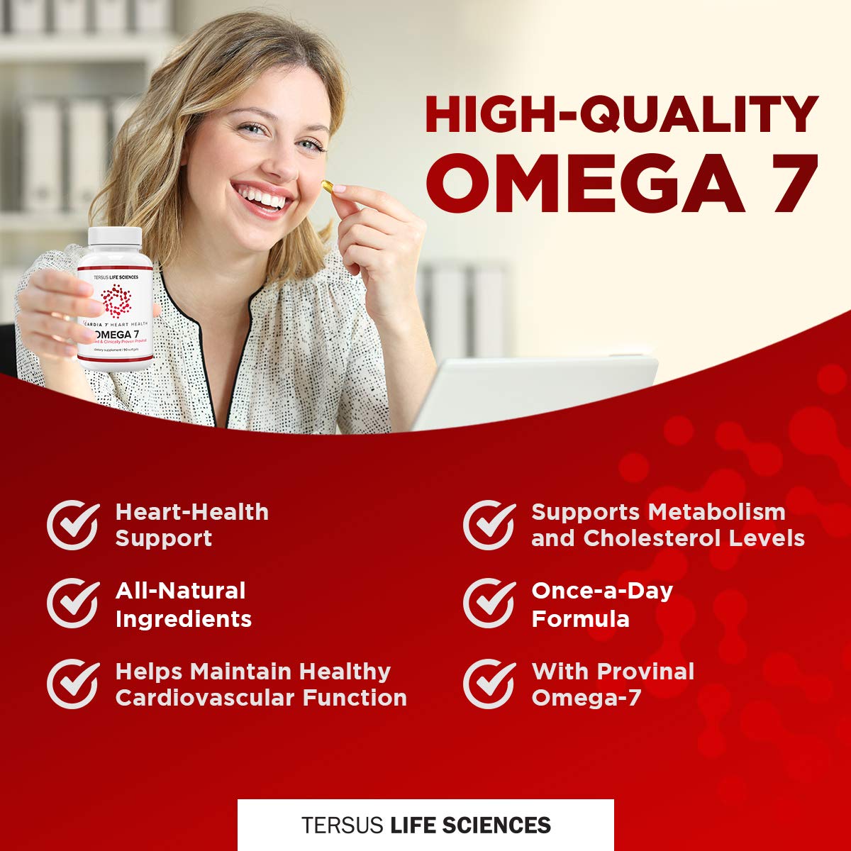 CARDIA7 Omega-7 Supplement bottle side view