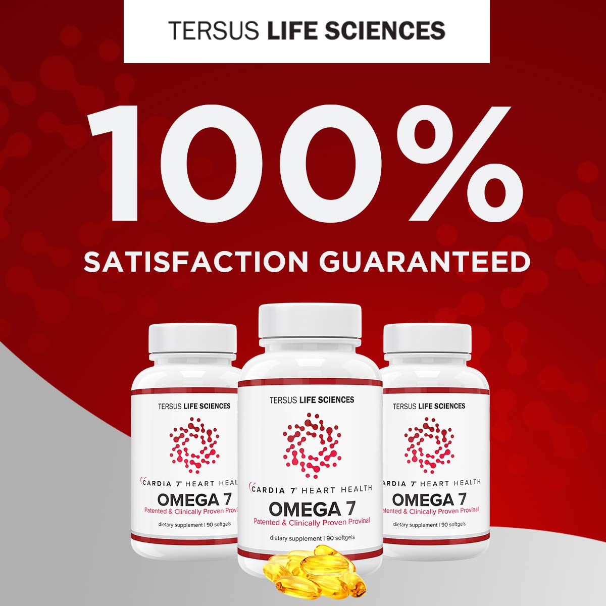 CARDIA7 Omega-7 Supplement soft gel on a wooden table