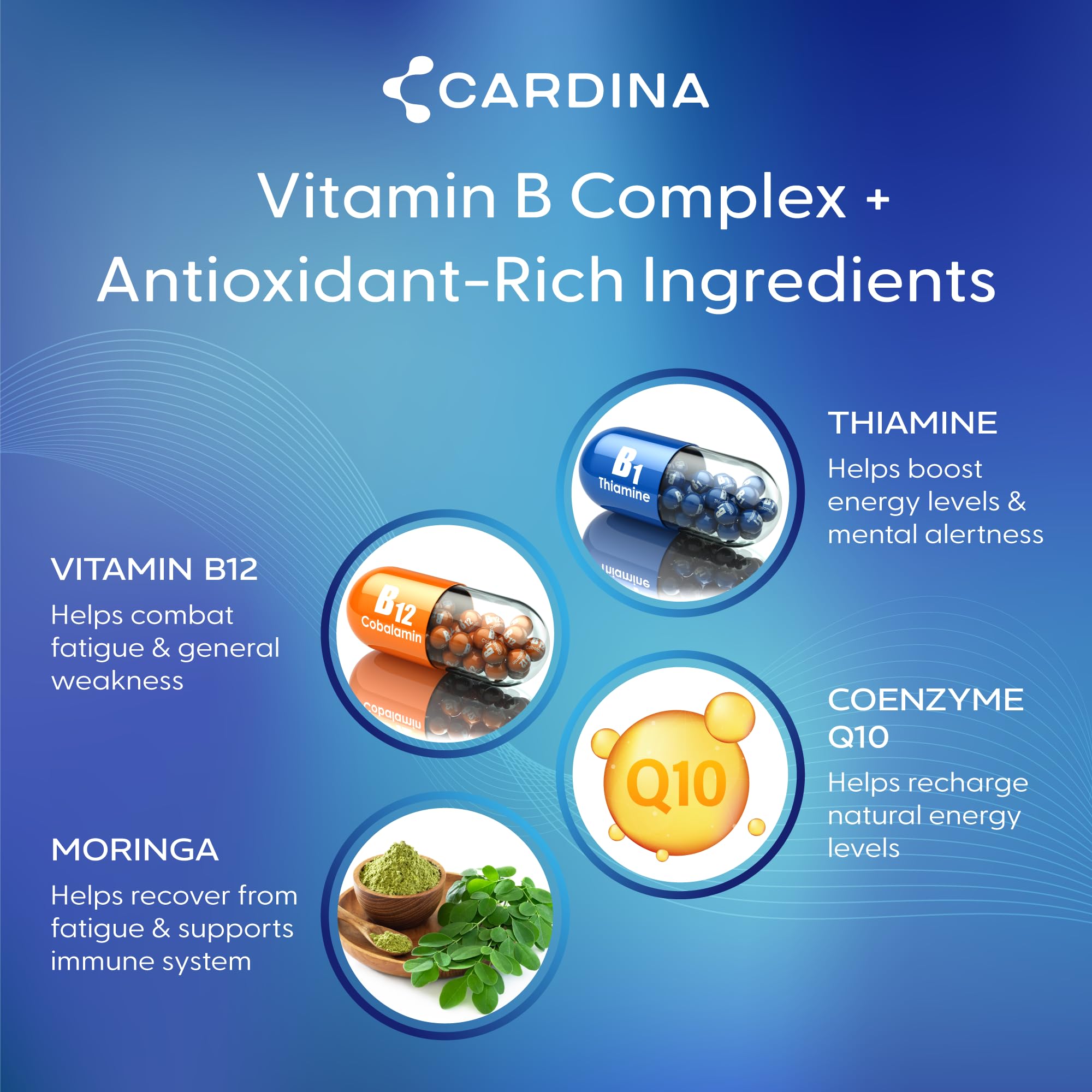 CARDINA Memory Supplement with B12 and COQ10 ingredients