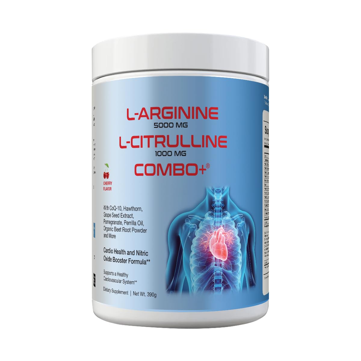 Cardio 911 L-Arginine 5000mg supplement tub front view