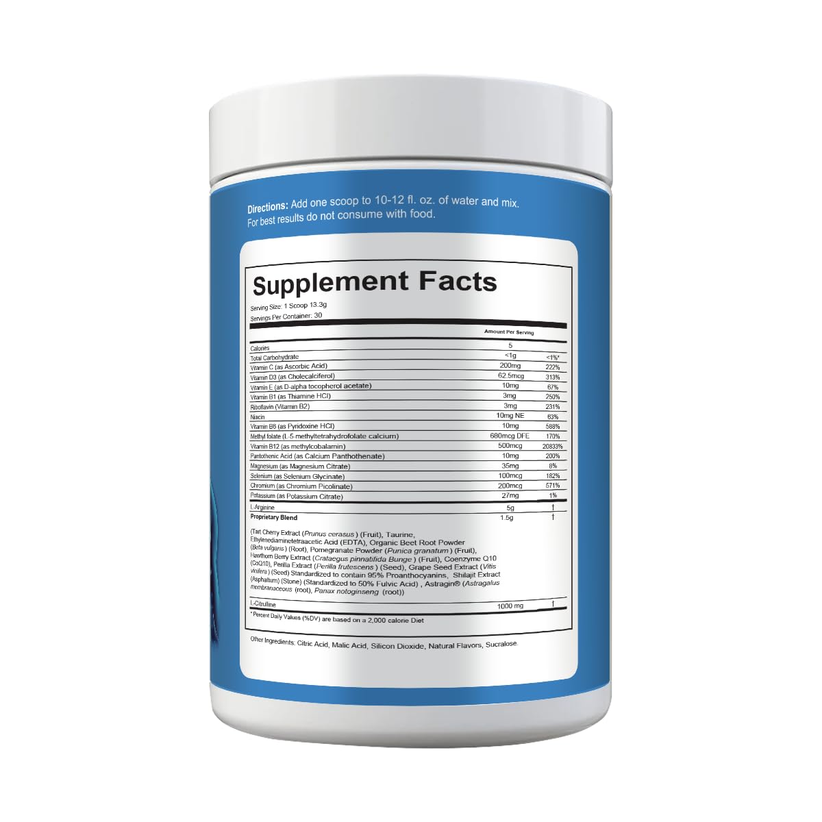 Cardio 911 L-Arginine ingredients list on packaging