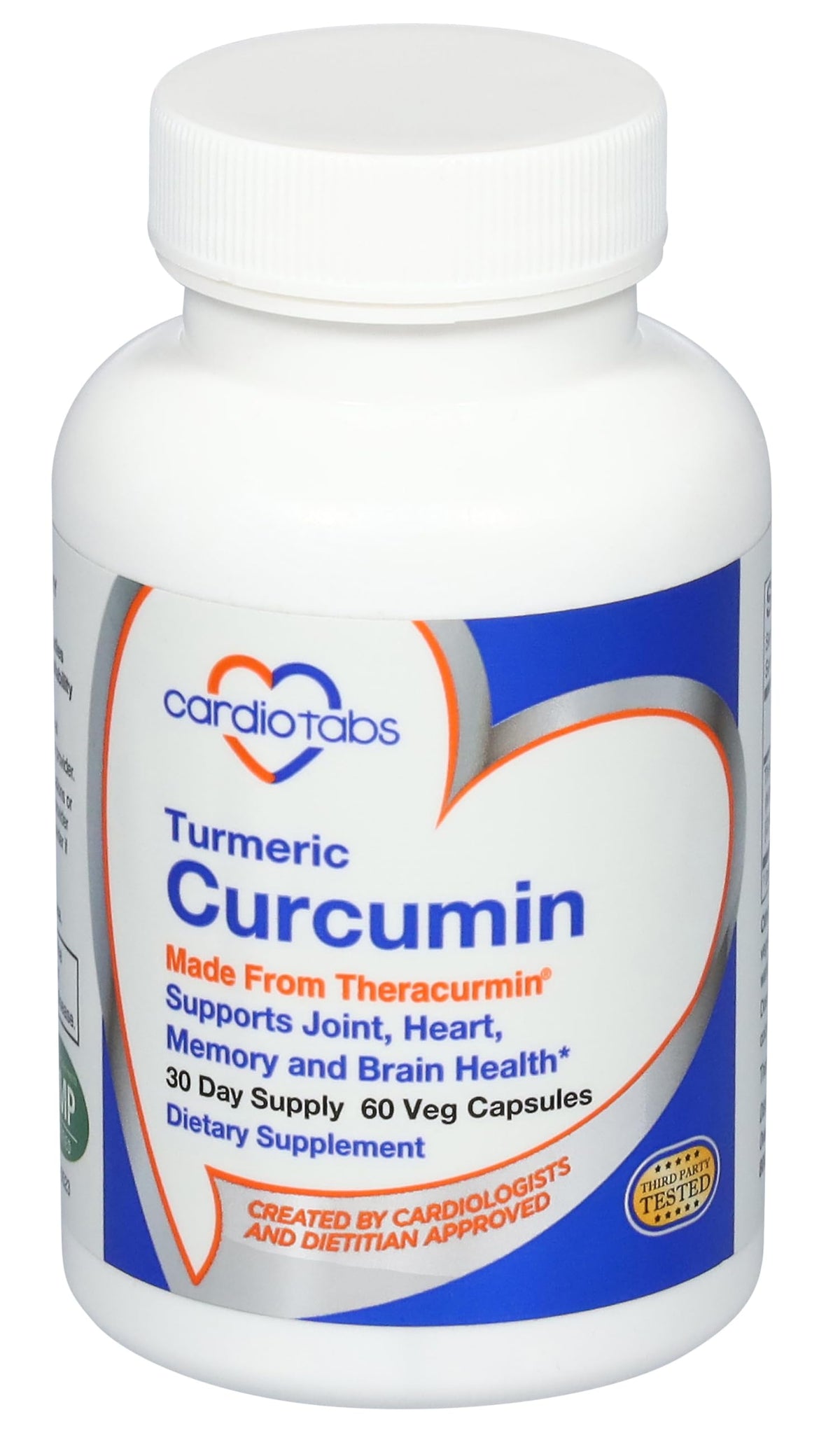 CardioTabs Curcumin 60 capsules bottle front view