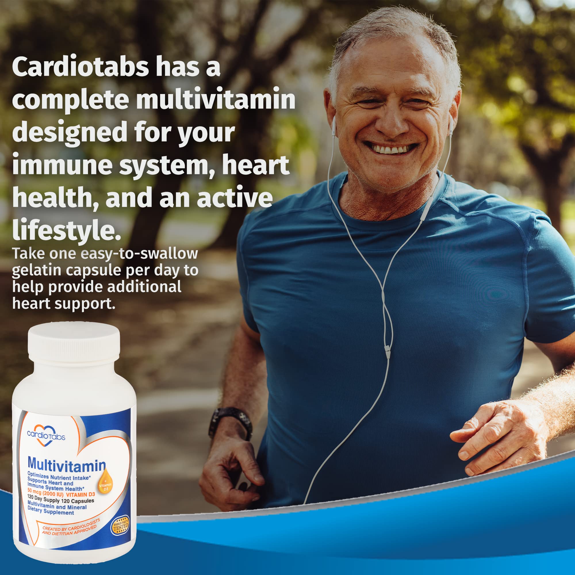 CardioTabs Multivitamin bottle with daily dosage