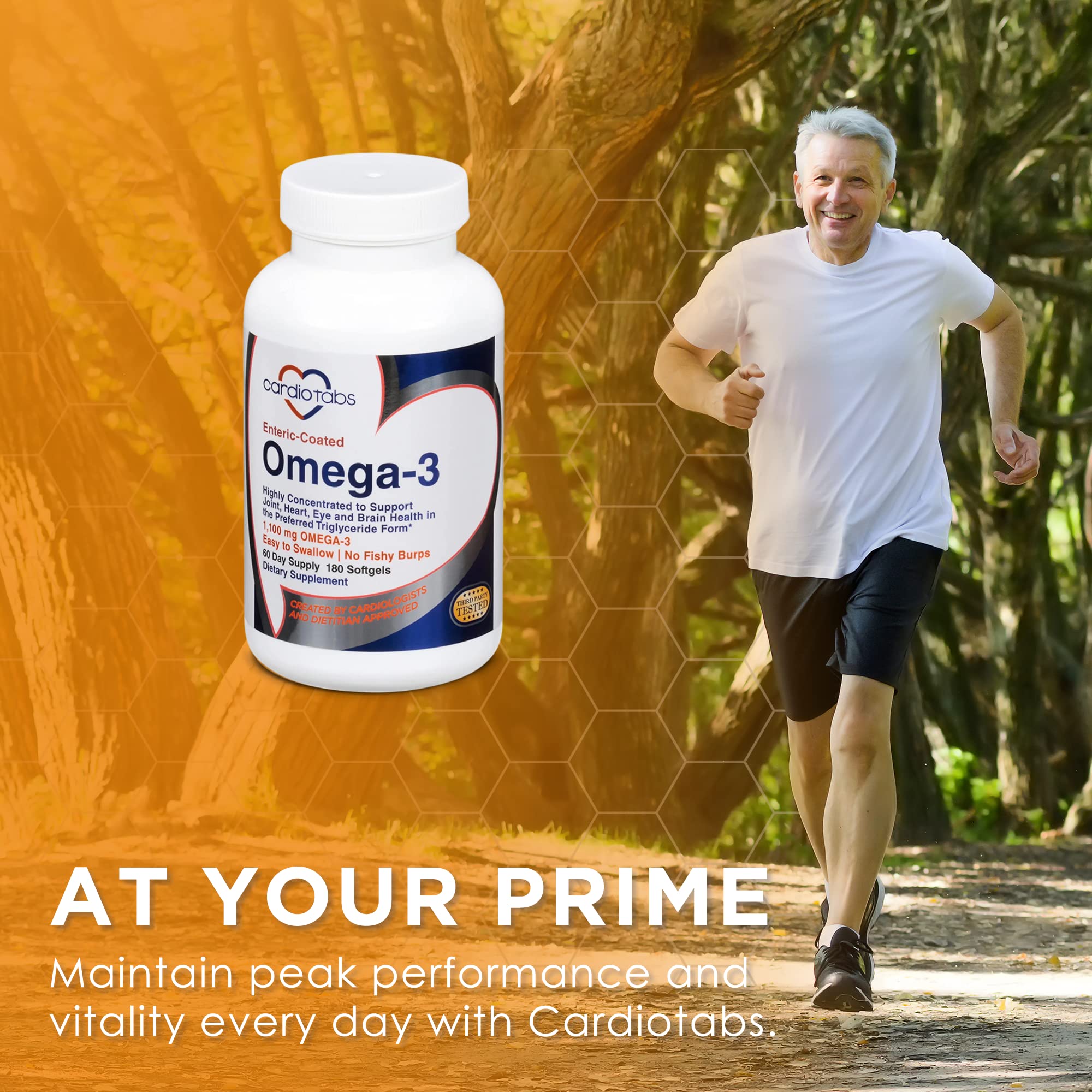 CardioTabs Omega-3 Enteric-Coated Fish Oil 1000mg softgels with natural lemon flavour