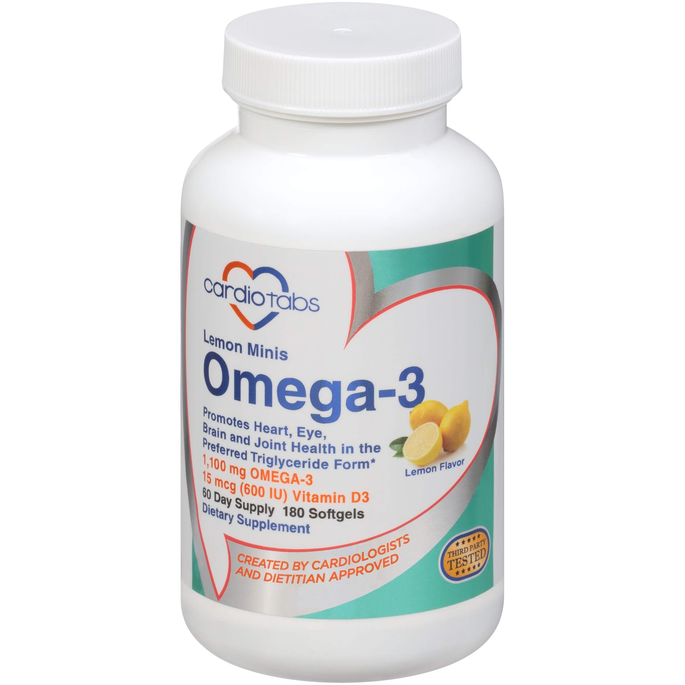 CardioTabs Omega-3 Lemon Minis 1100mg softgel bottle front view