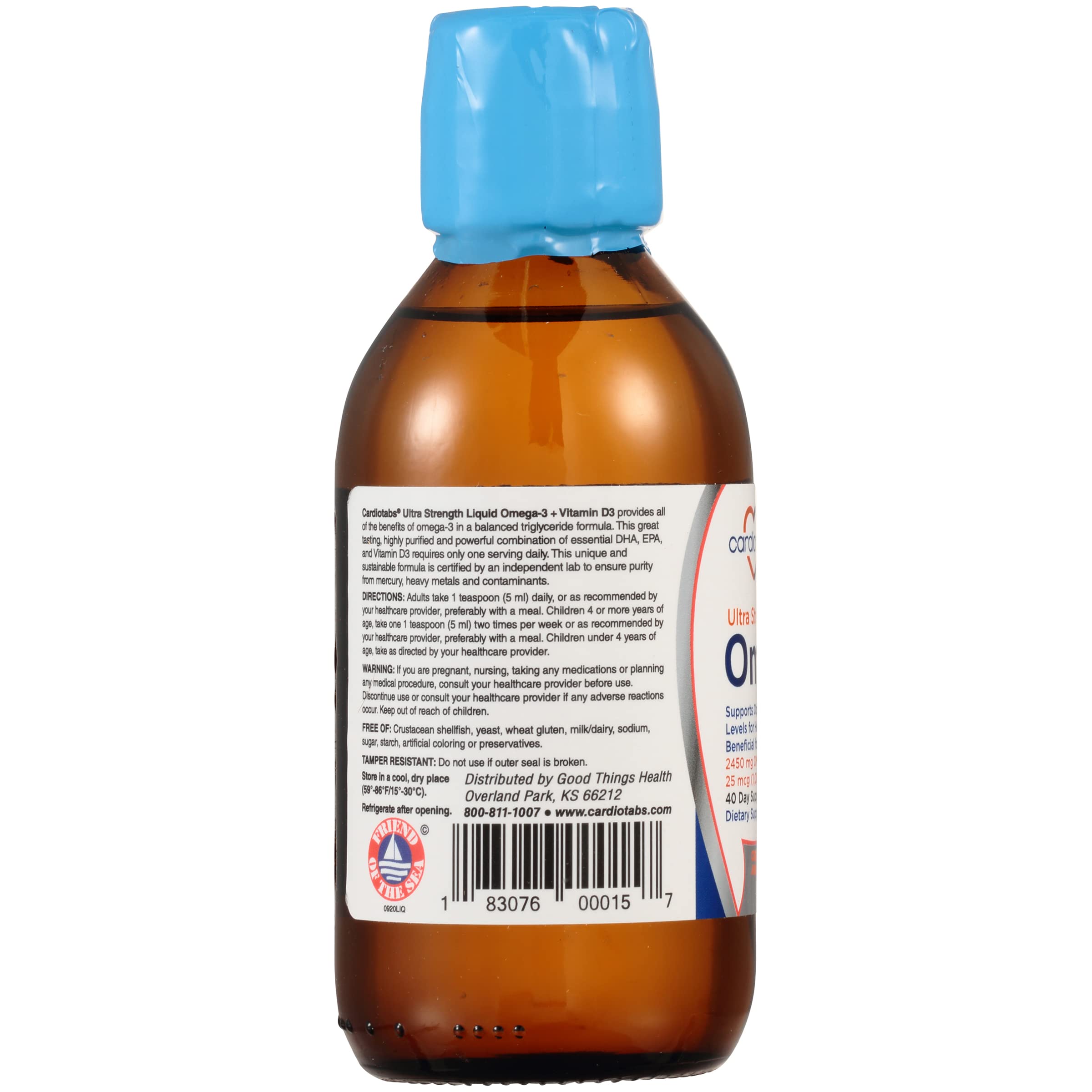 CardioTabs Ultra Strength Omega-3 Liquid Supplement with orange/berry flavour