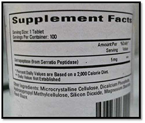 Cardiovascular Research Serraflazyme Tablets 100 Count showing tablet details