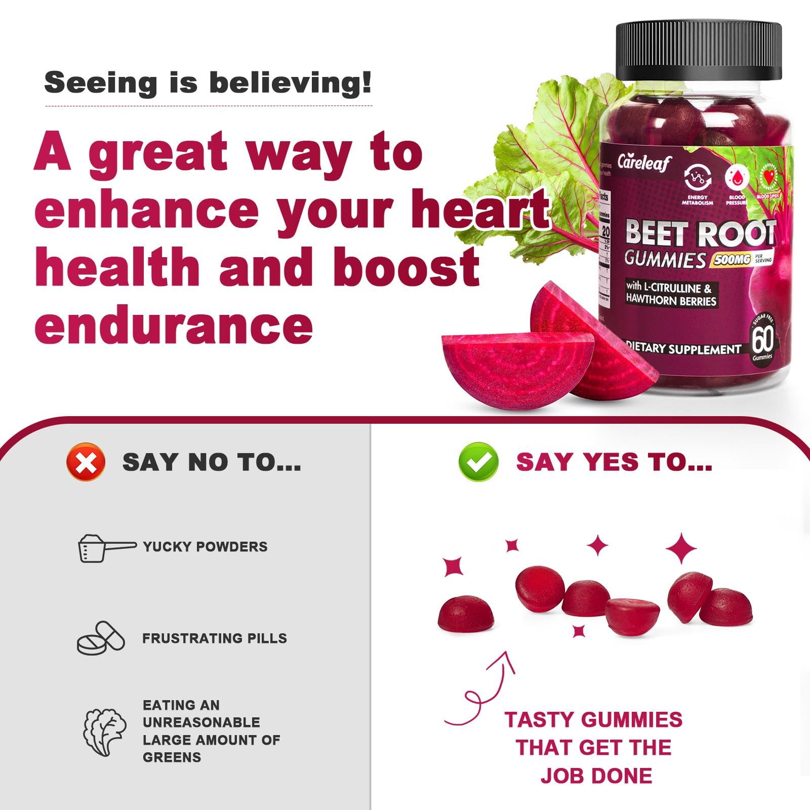 careleaf Beet Root Gummies 220g side view