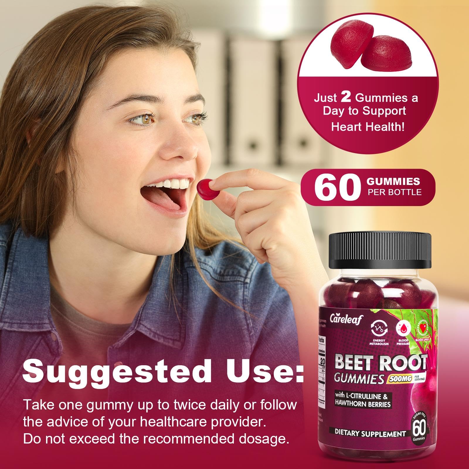 careleaf Beet Root Gummies 220g with fresh beets