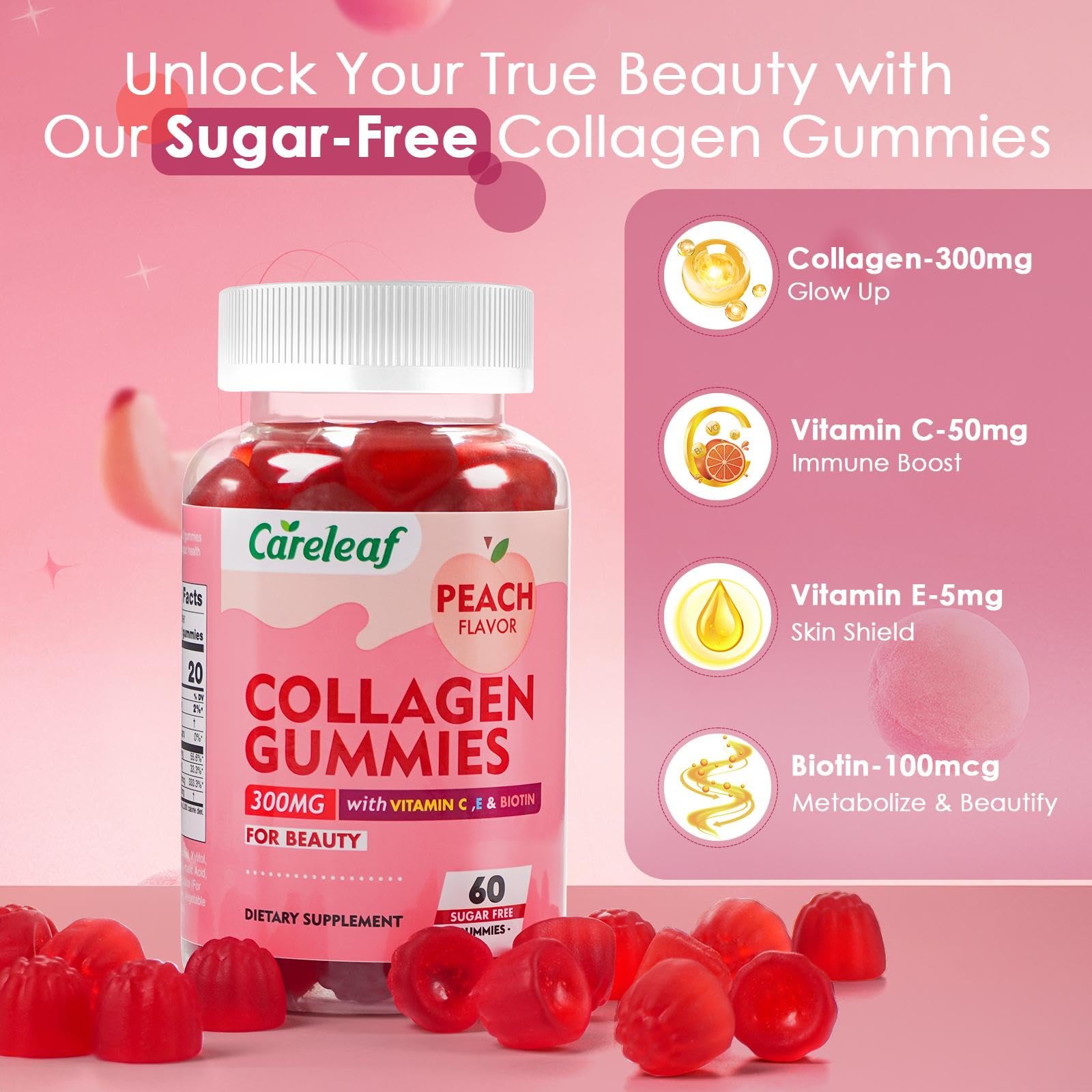 careleaf Collagen Gummies 220g in a lifestyle setting