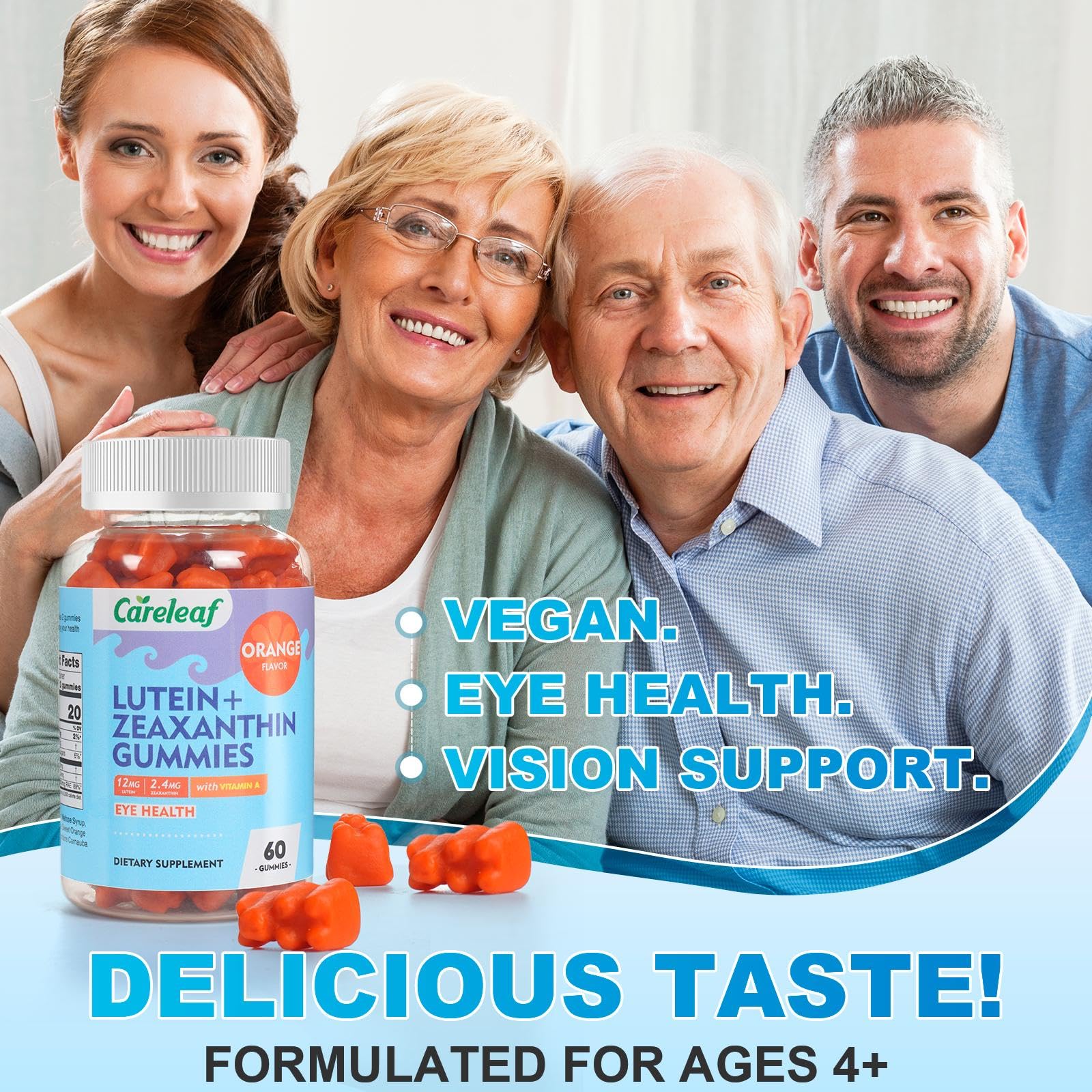 careleaf Lutein Gummies side view with nutritional information