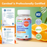 careleaf Lutein Gummies with fresh oranges in the background