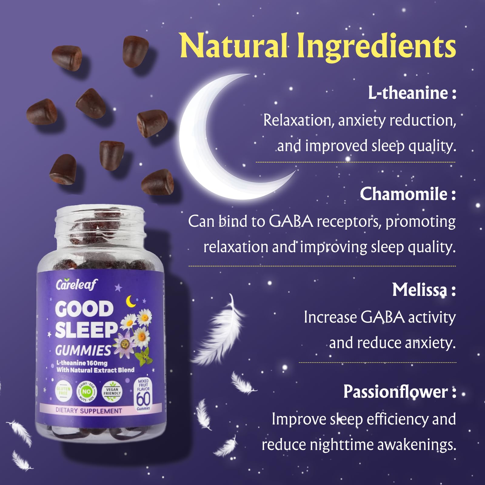 careleaf Sleep Gummies No Melatonin gummy texture close-up