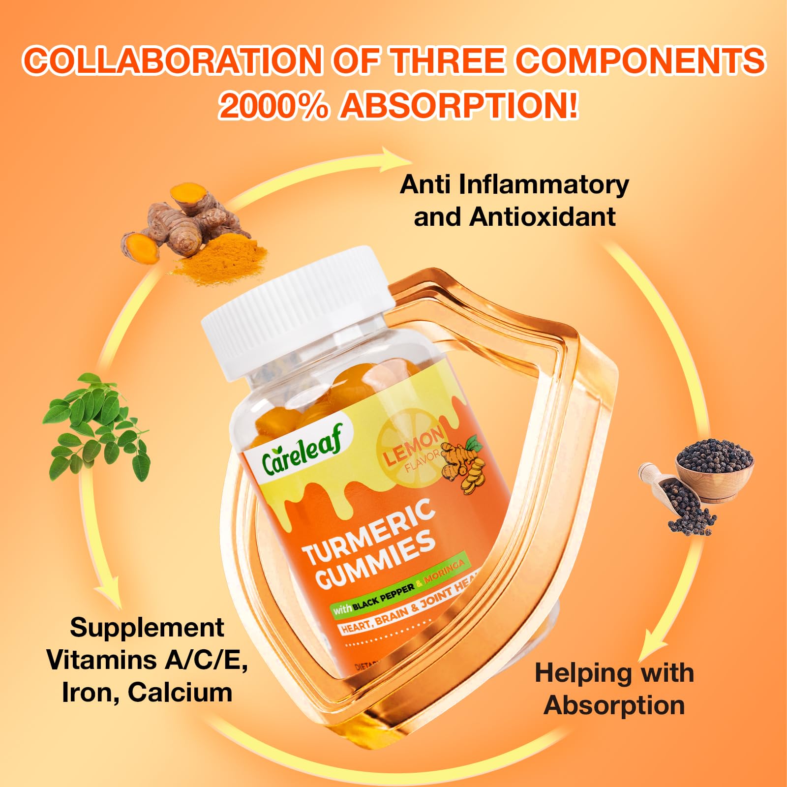 careleaf Turmeric Gummies showing gummy texture