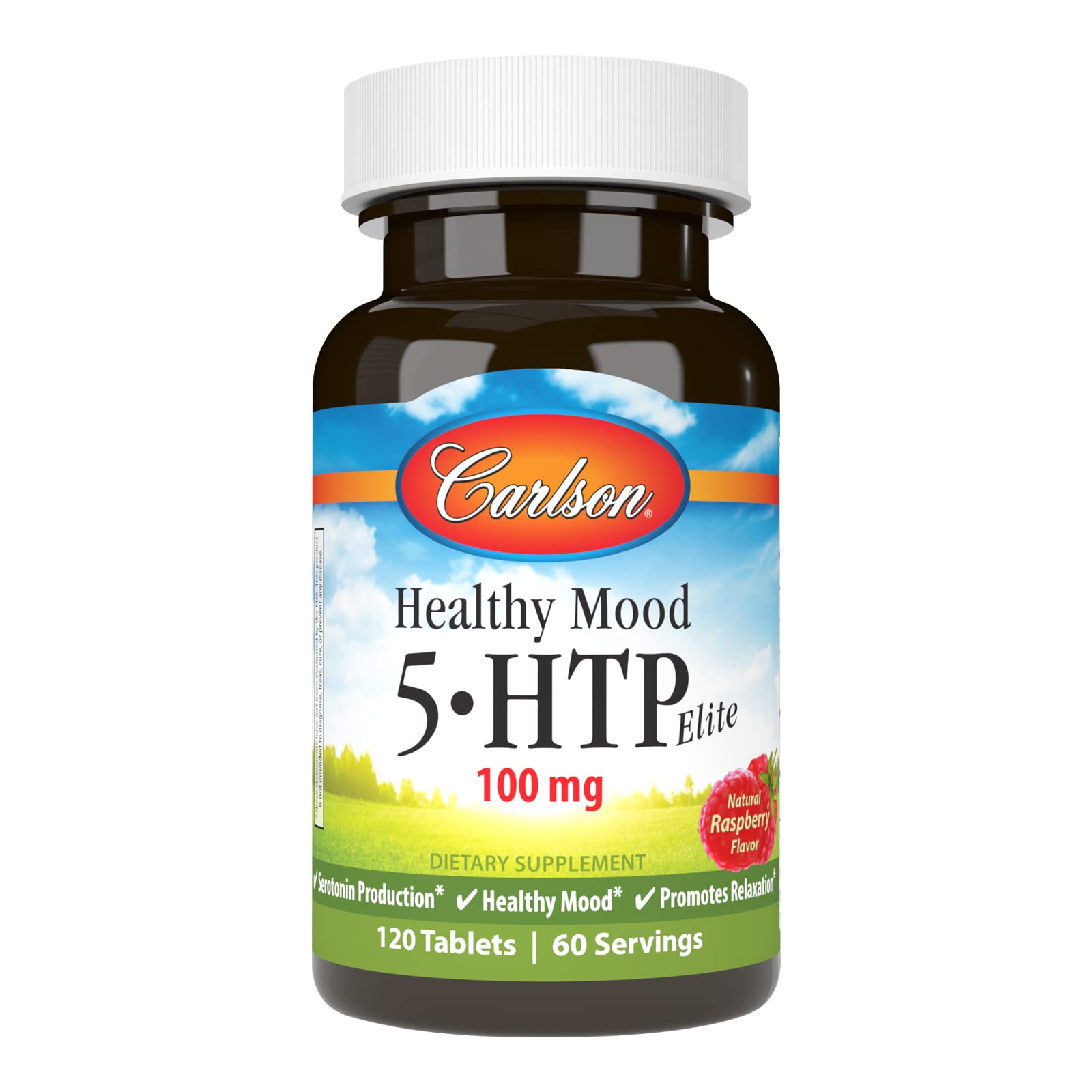 Carlson 5-HTP Chewables 100 mg natural raspberry flavour front view