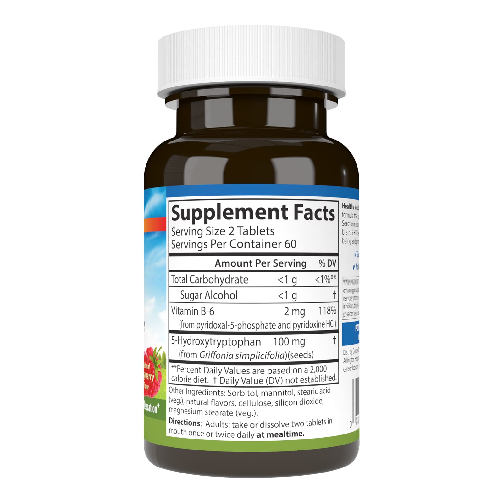 Carlson 5-HTP Chewables packaging with nutritional information