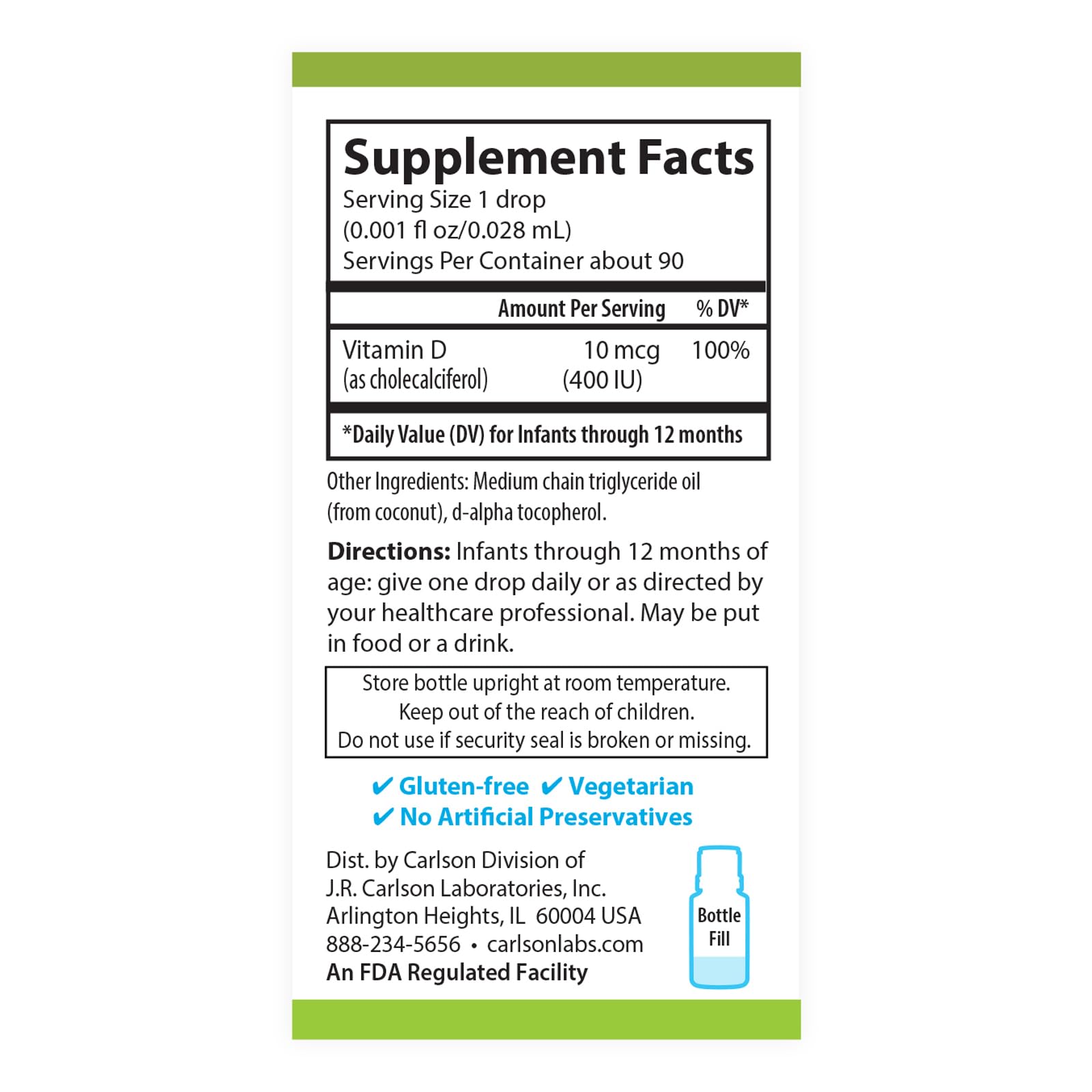 Carlson Baby's Plant-Based Super Daily D3 bottle side view