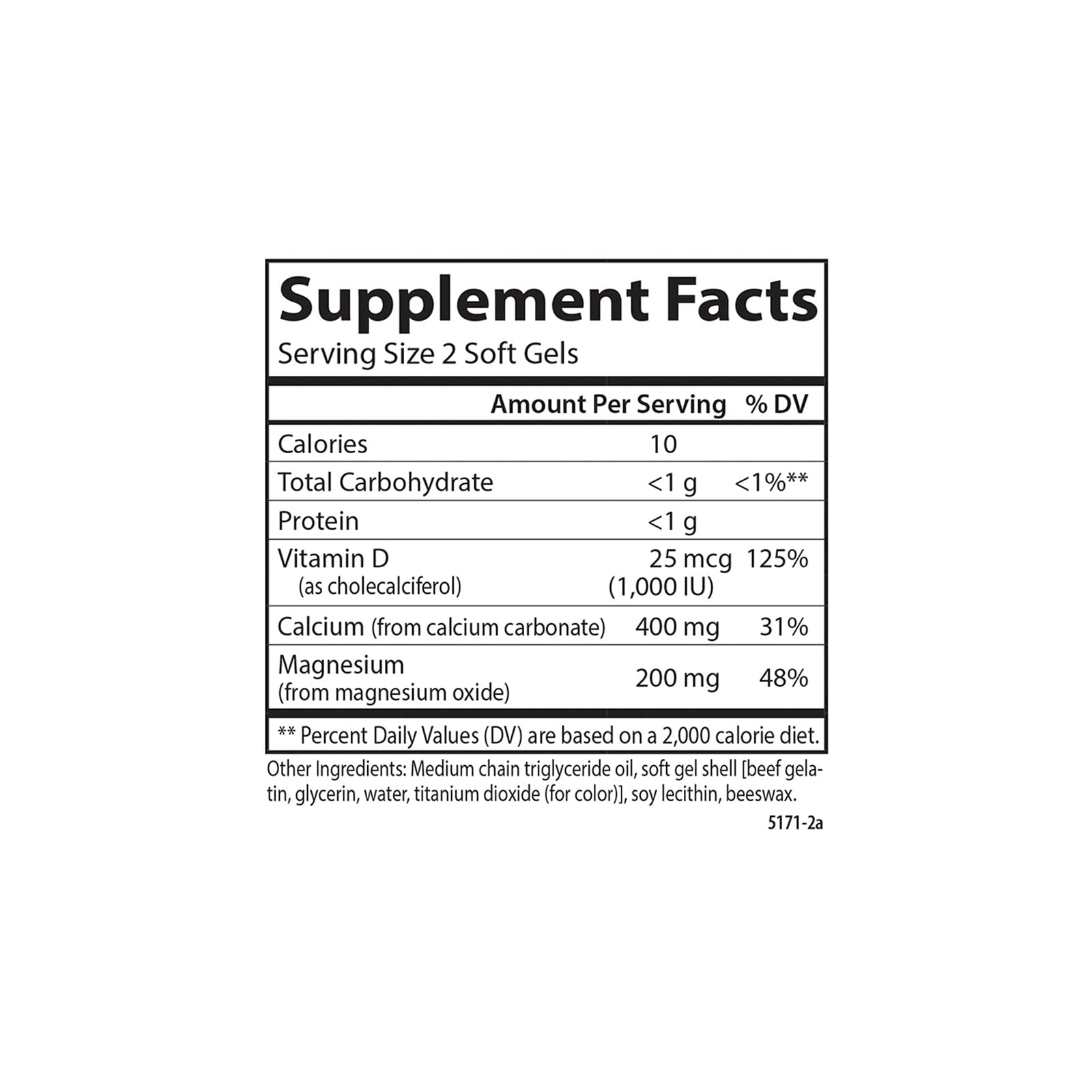 Carlson Calcium and Magnesium Supplement 181g side view