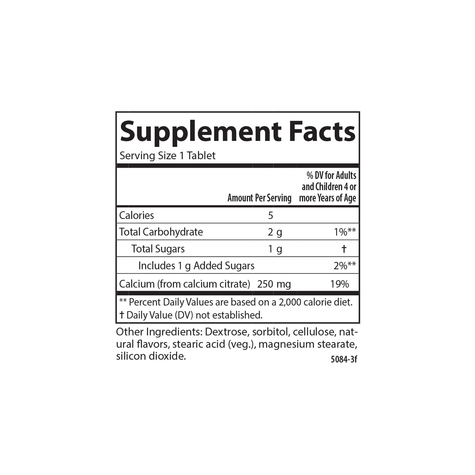 Carlson Calcium Chewable 250mg vanilla flavour packaging