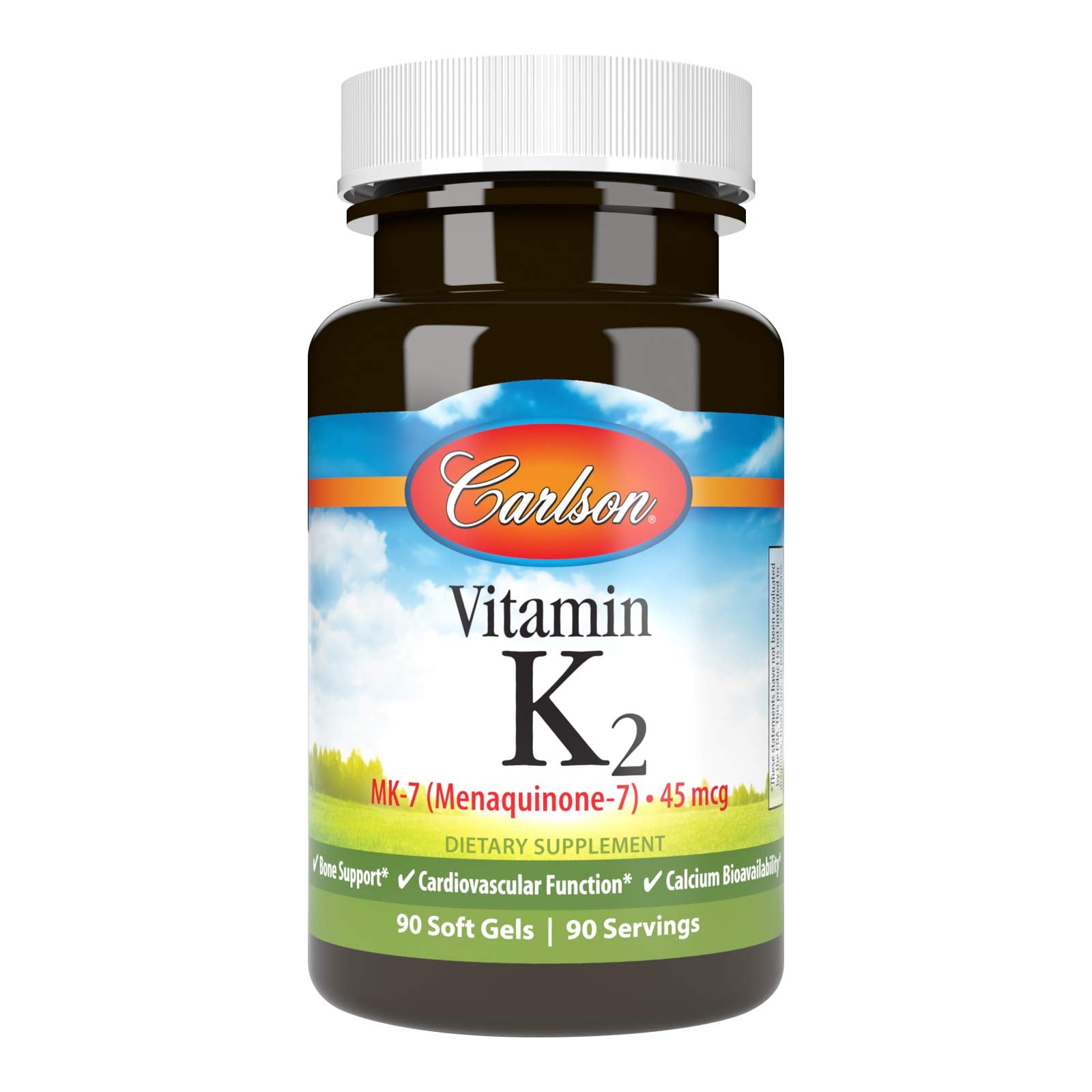 Carlson Calcium with Vitamin K2 soft gels front view