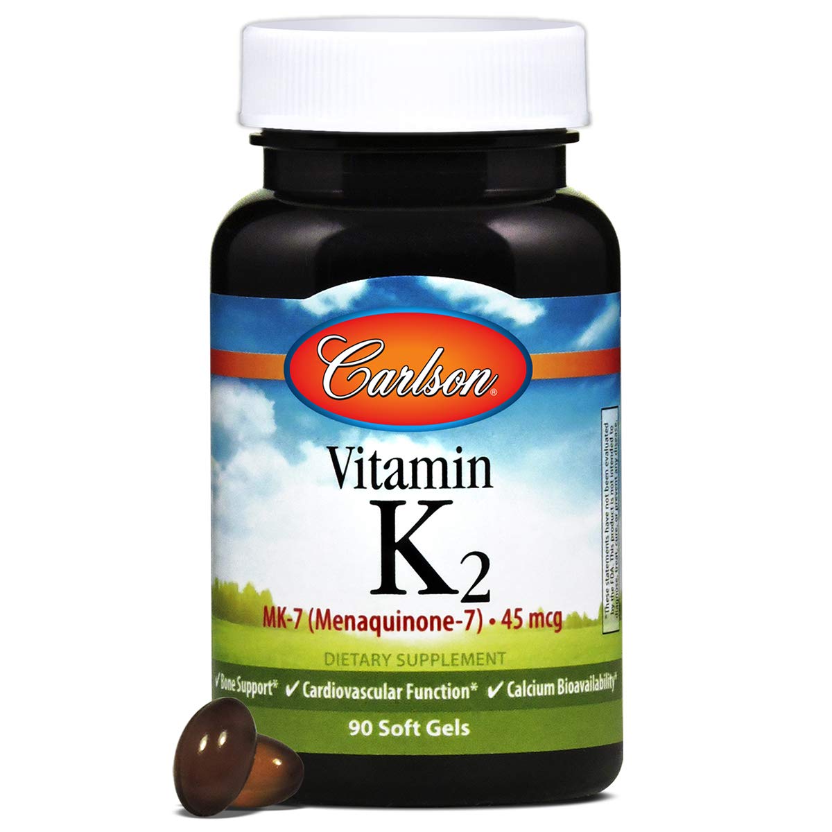 Carlson Calcium with Vitamin K2 soft gels with a glass of water