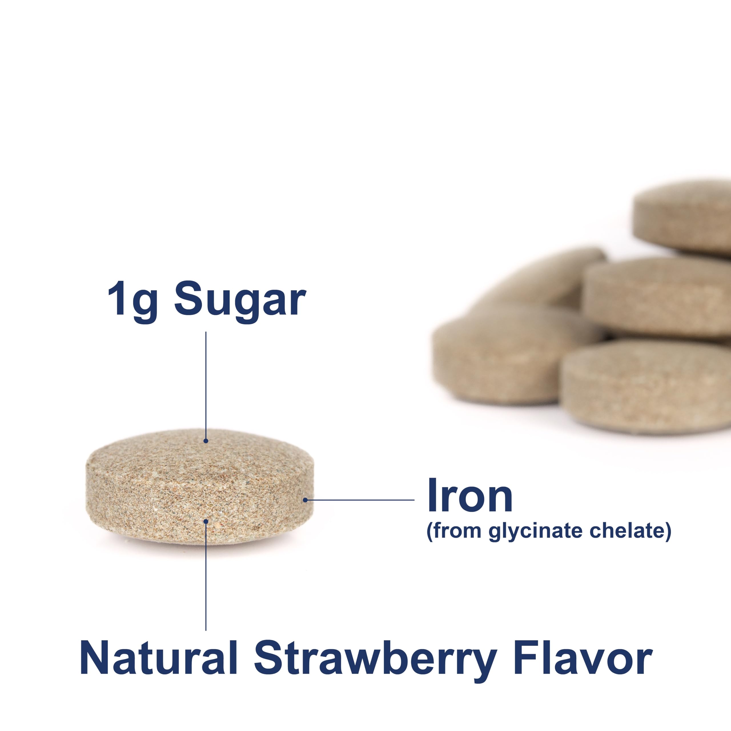 Carlson Chewable Iron Supplement 30mg strawberry flavour side view