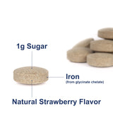 Carlson Chewable Iron Supplement 30mg strawberry flavour side view