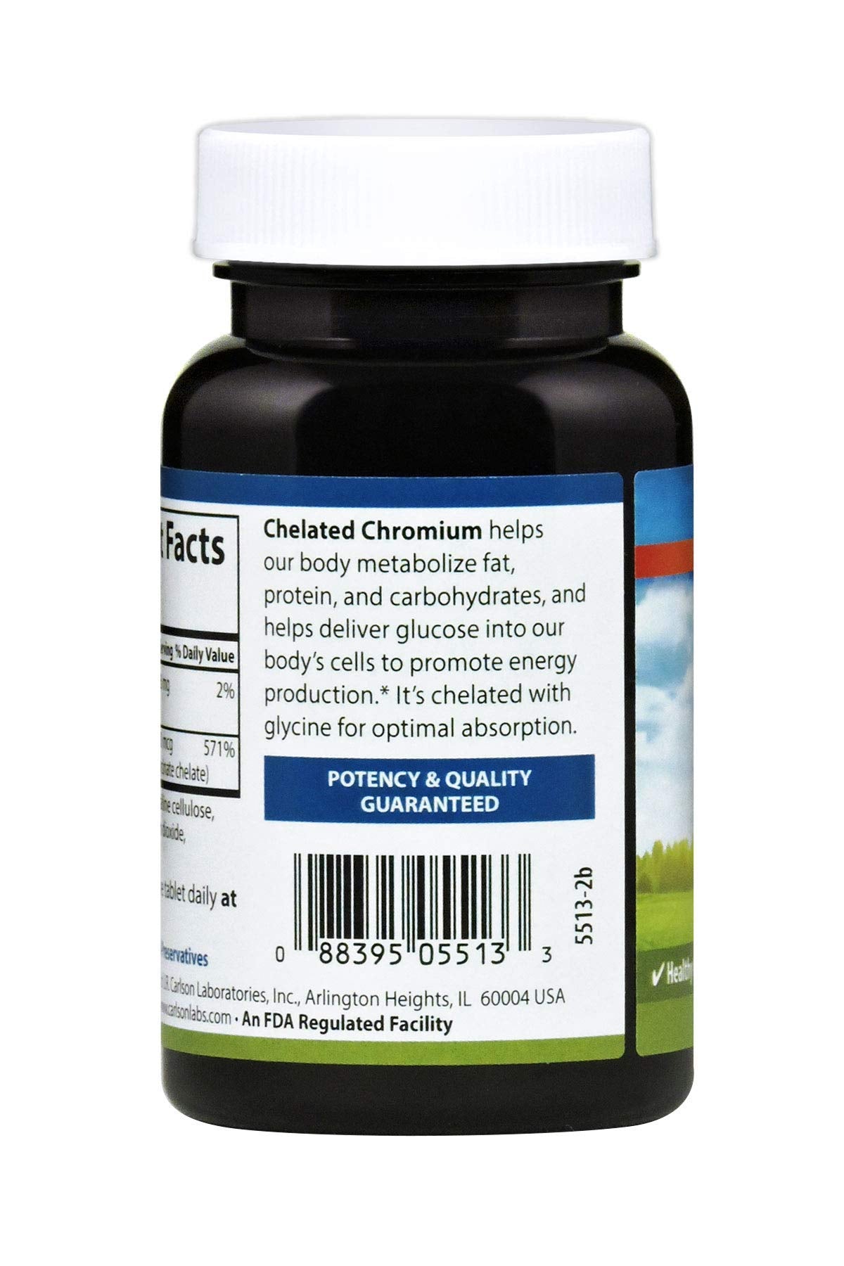 Carlson Chromium 200 mcg Supplement back view
