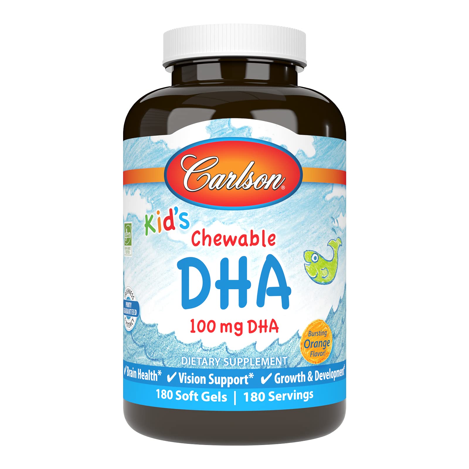 Carlson DHA Soft Gel 100 mg orange flavour front view