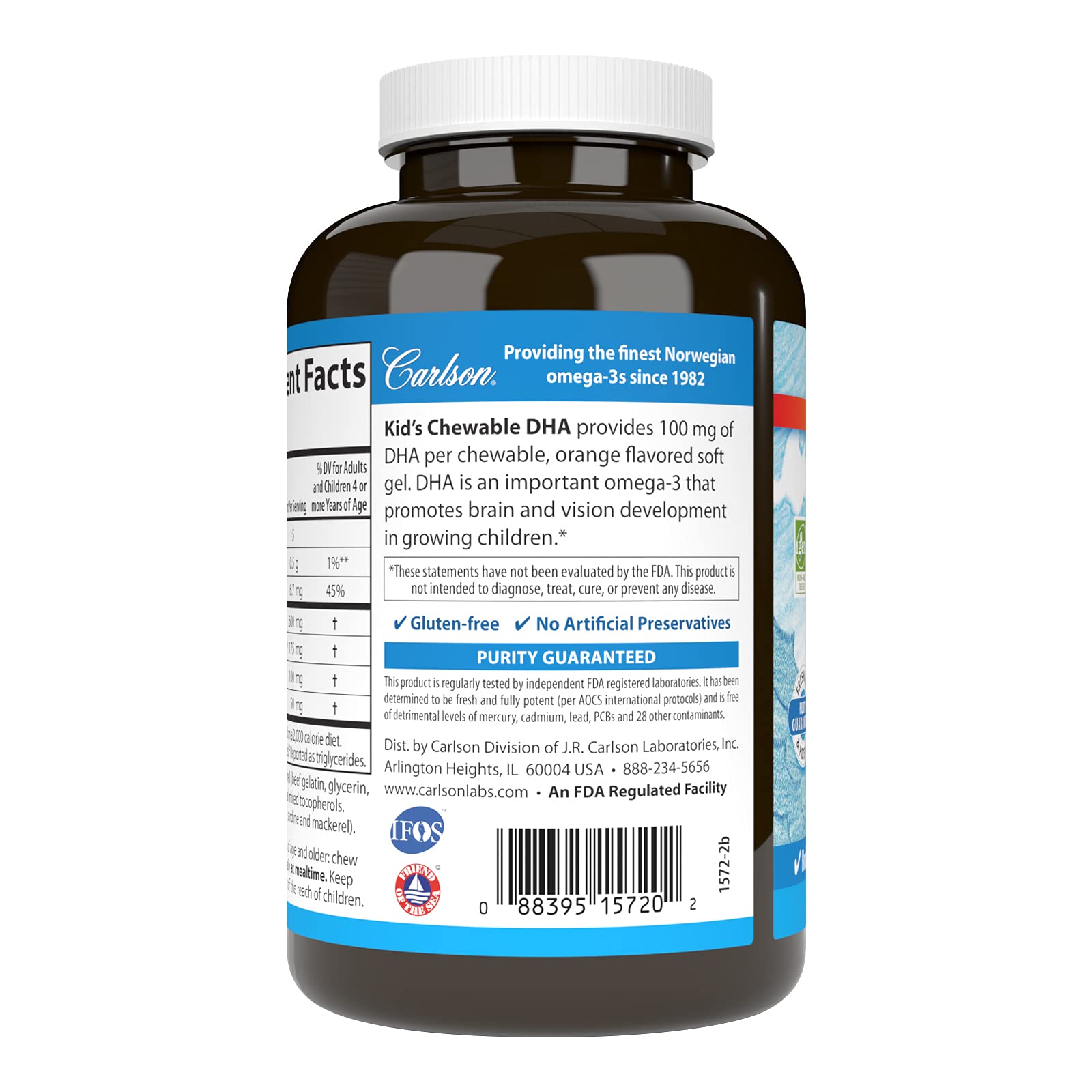 Carlson DHA Soft Gel 100 mg orange flavour soft gel close-up