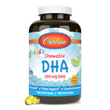 Carlson DHA Soft Gel 100 mg orange flavour soft gel in hand
