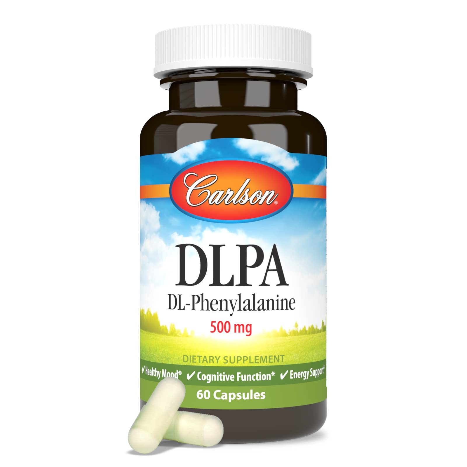 Carlson DLPA Amino Acid Supplement 500mg back view