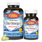 Carlson Elite Omega-3 Gems 1600mg lemon flavour supplement front view