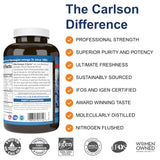 Carlson Elite Omega-3 Gems 1600mg lemon flavour supplement side view