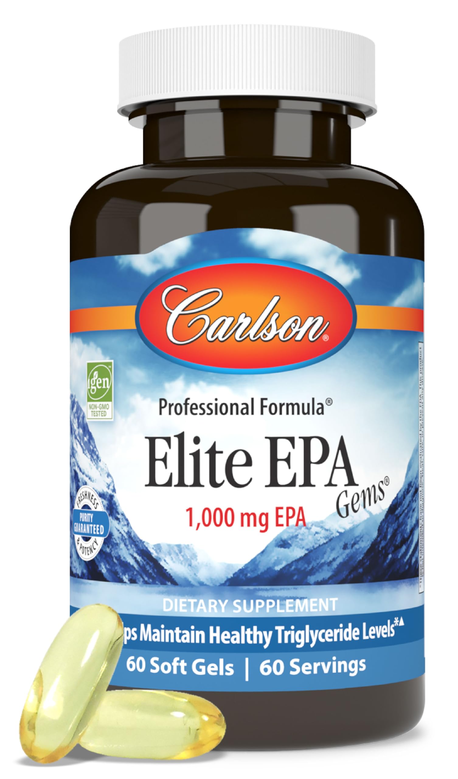 Carlson Fish Oil Supplement 1000mg EPA Softgels front view