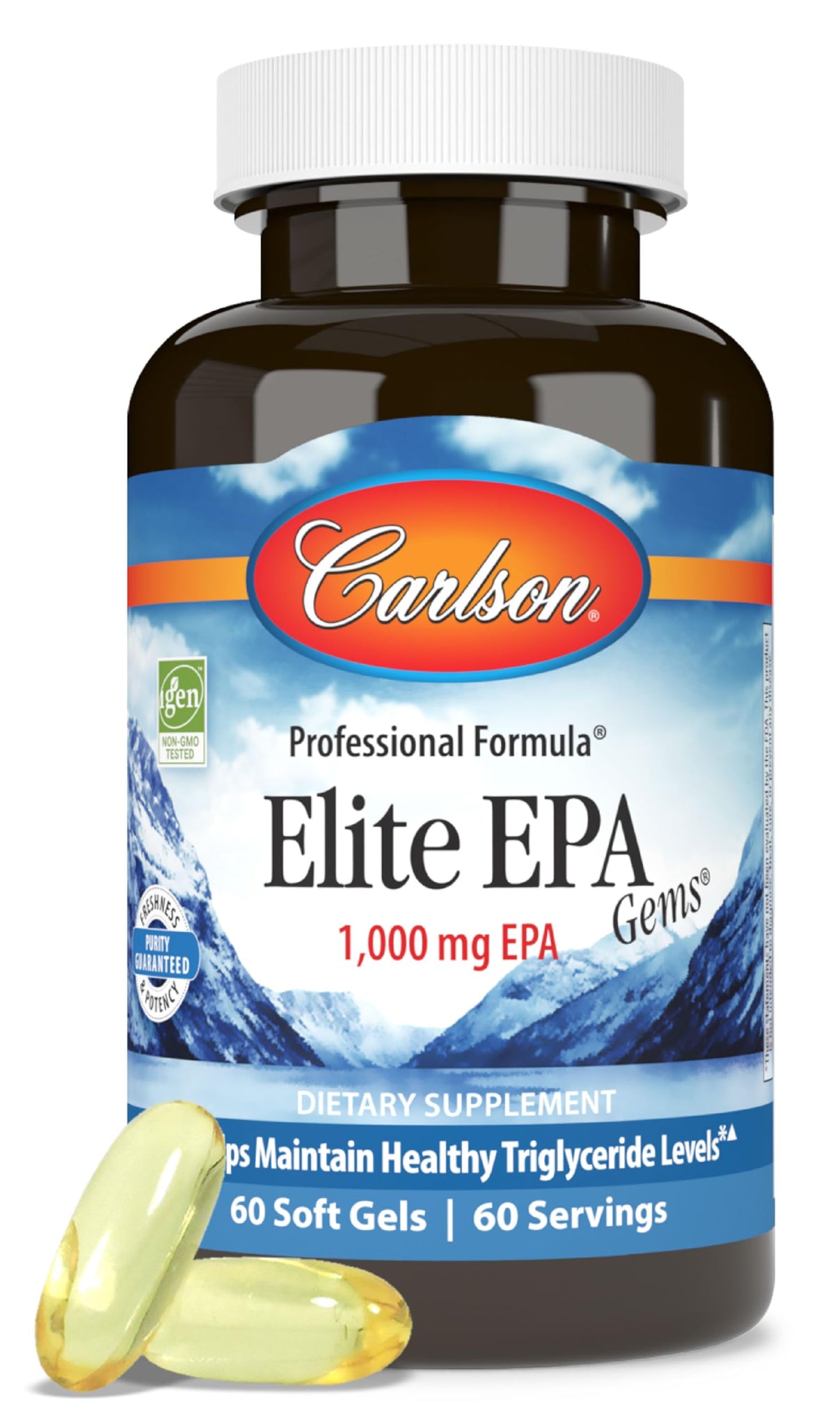 Carlson Fish Oil Supplement 1000mg EPA Softgels front view