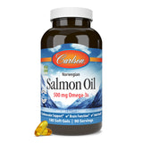 Carlson Fish Oil Supplement 500mg Omega-3s bottle with cap open