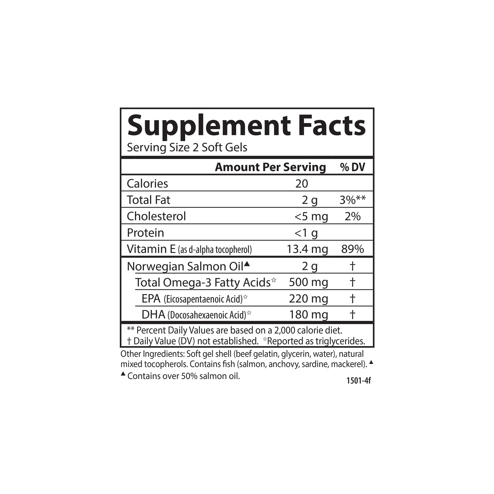 Carlson Fish Oil Supplement 500mg Omega-3s capsules on a table