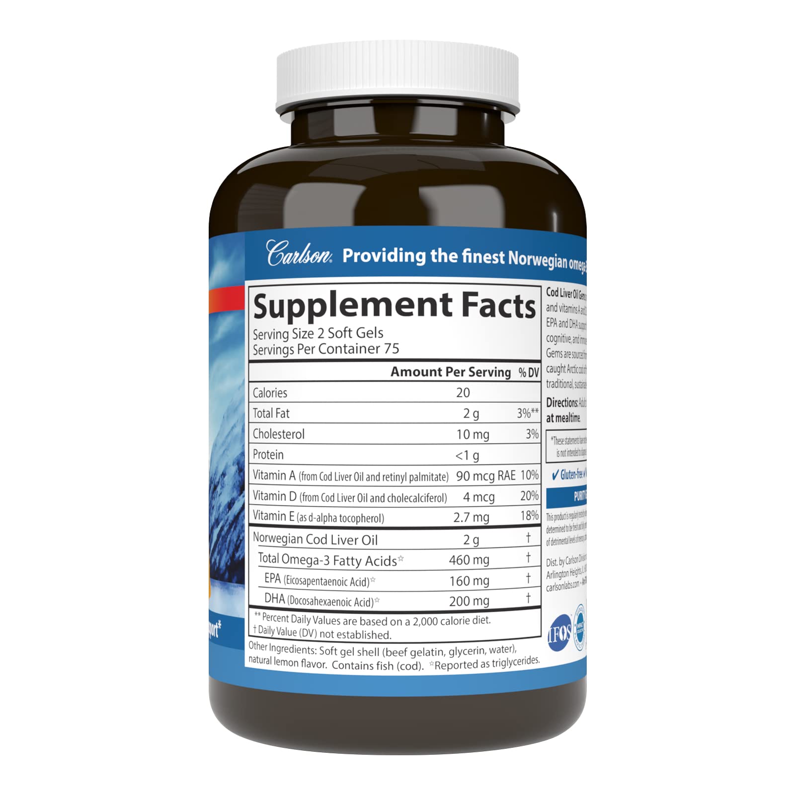 Carlson Fish Oil Supplement capsule close-up showing size