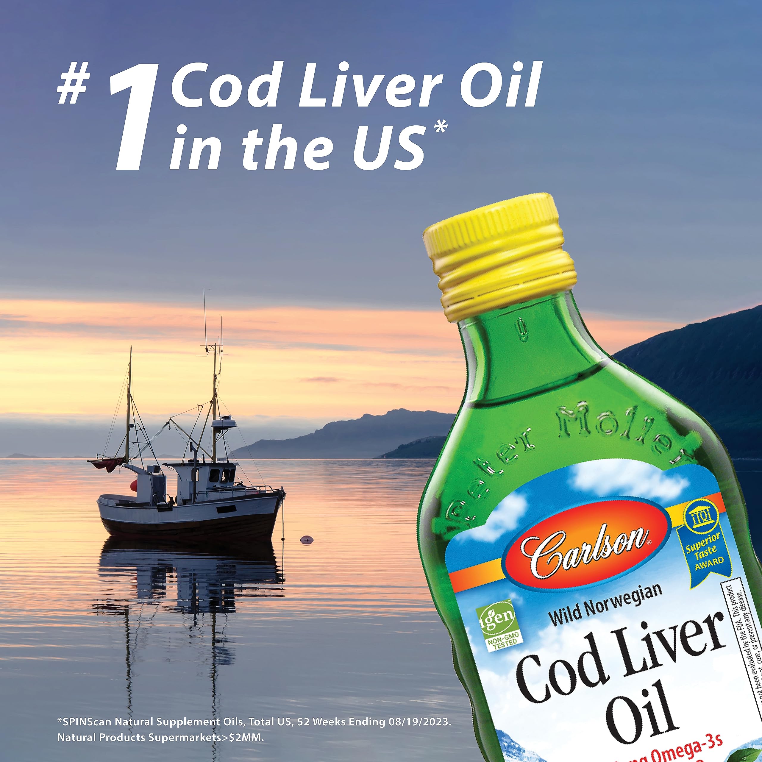 Carlson Fish Oil Supplement capsules in a spoon