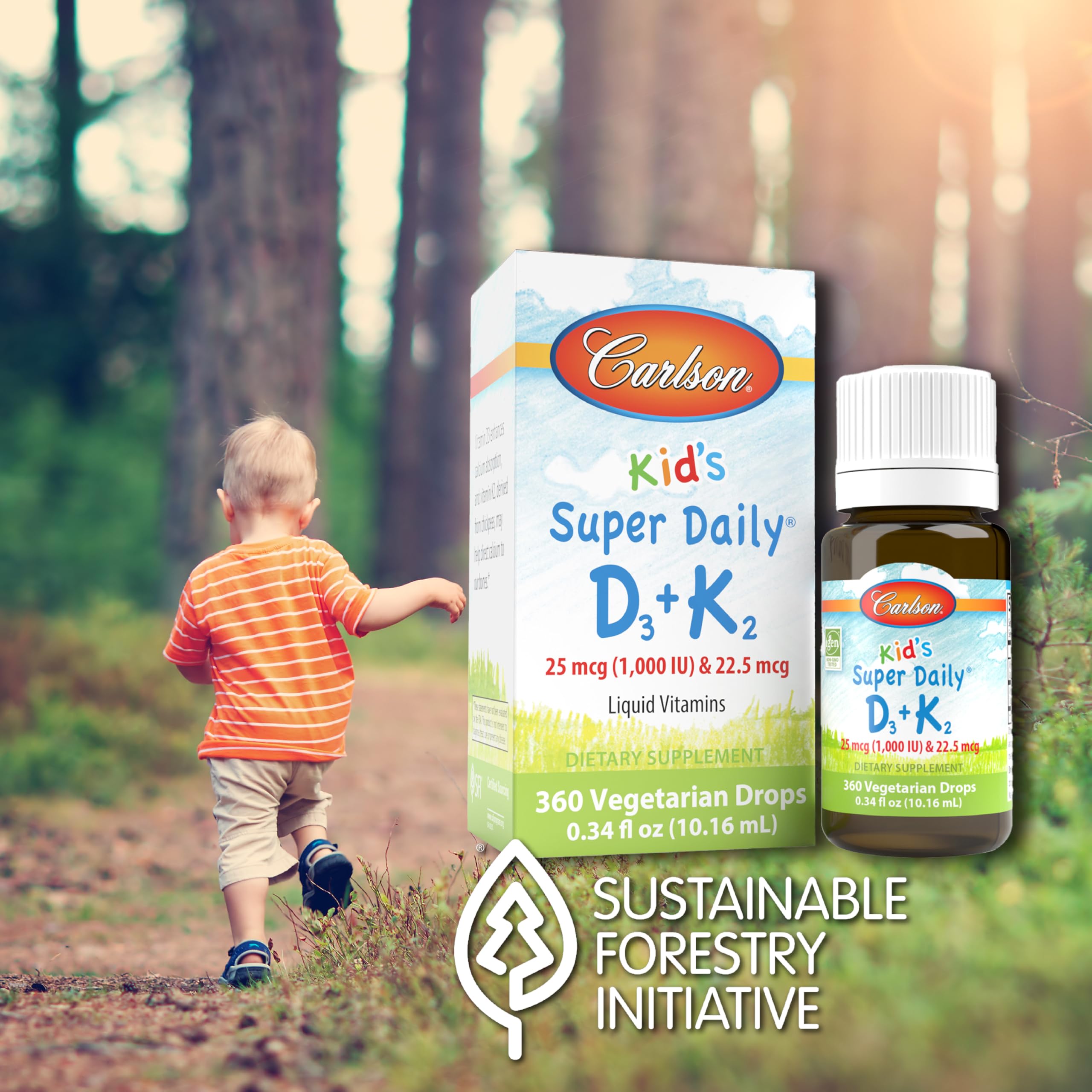 Carlson Kid's Super Daily D3+K2 Drops with measuring drop