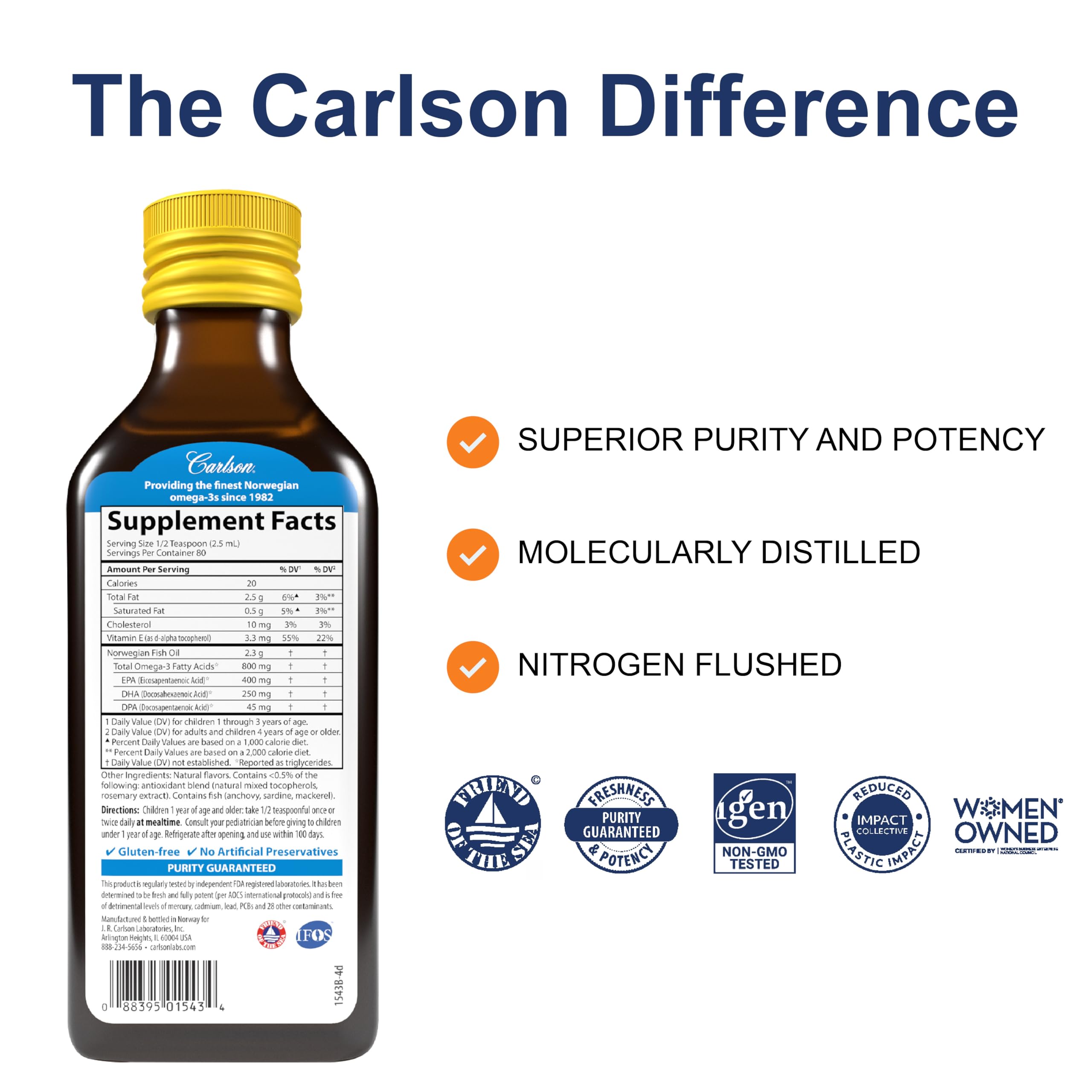 Carlson Kid's The Very Finest Fish Oil bottle side view