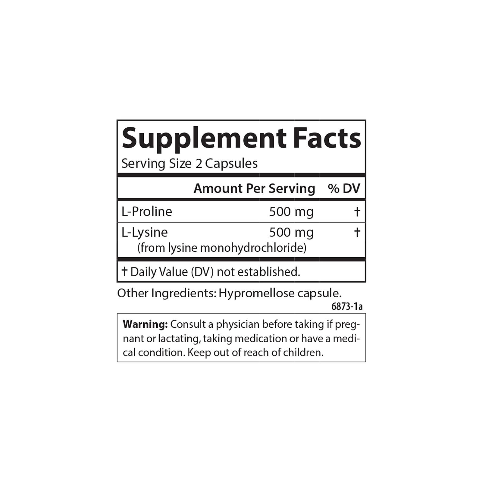 Carlson L-Lysine & L-Proline supplement capsule close-up