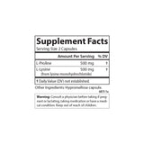 Carlson L-Lysine & L-Proline supplement capsule close-up