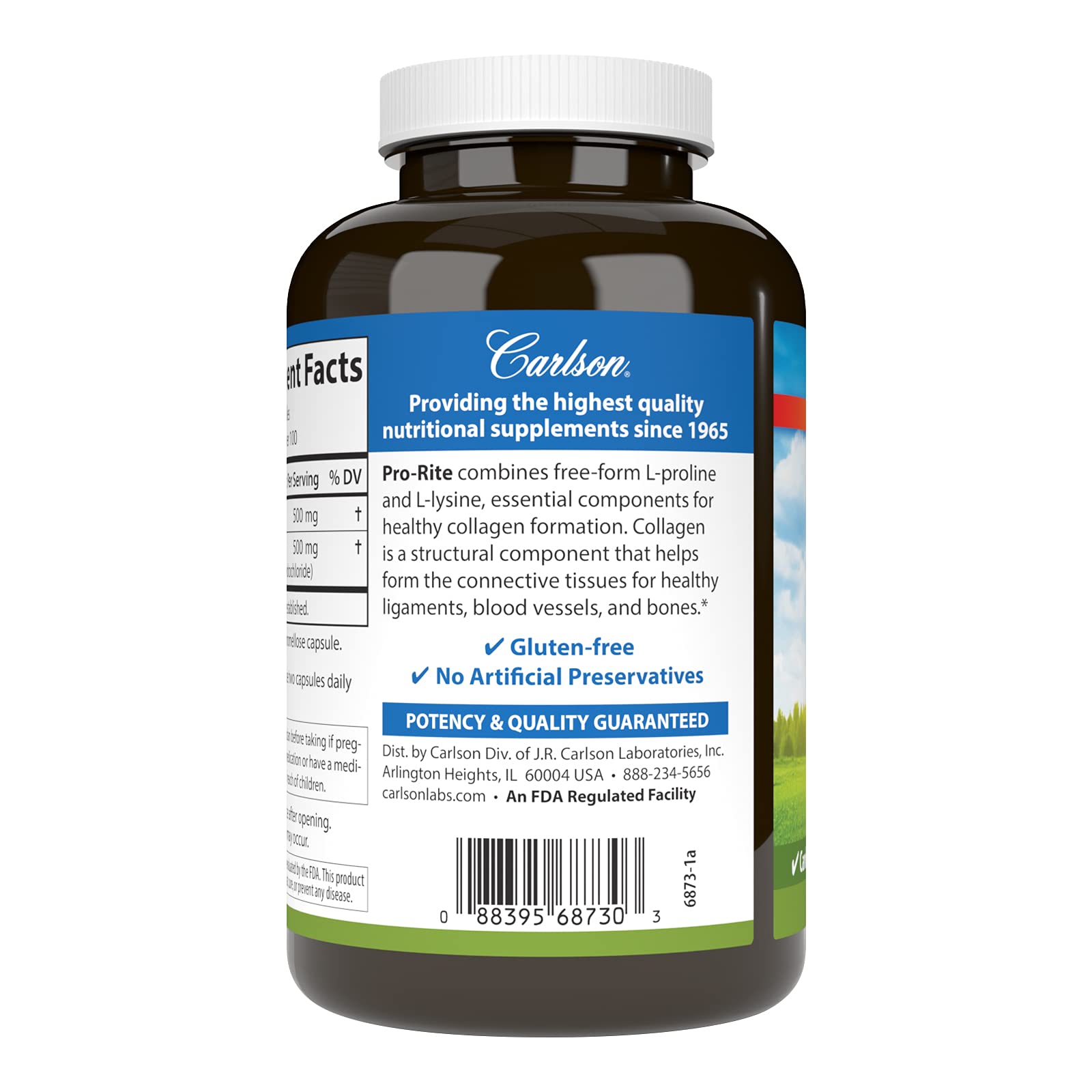 Carlson L-Lysine & L-Proline supplement ingredients list